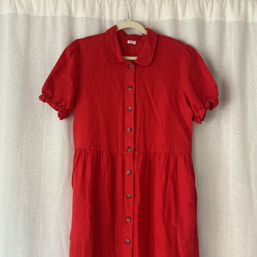 Wilfred Linen Midi Dress with Peter Pan Collar